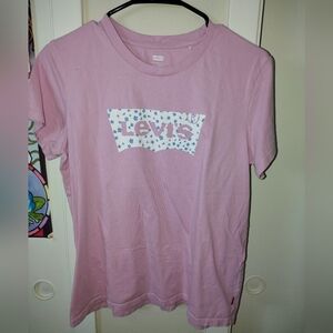 Levi's Pink Tee with Floral Logo